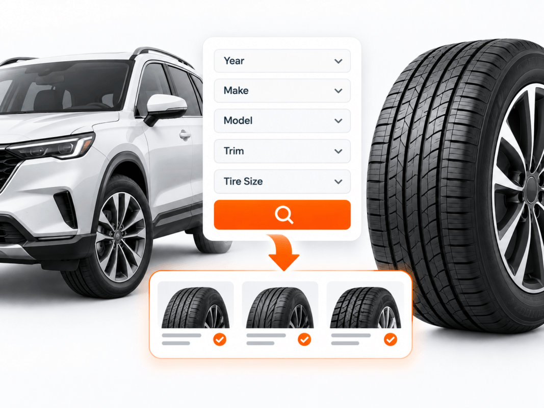 image shows how users can find the right tire for their vehicle