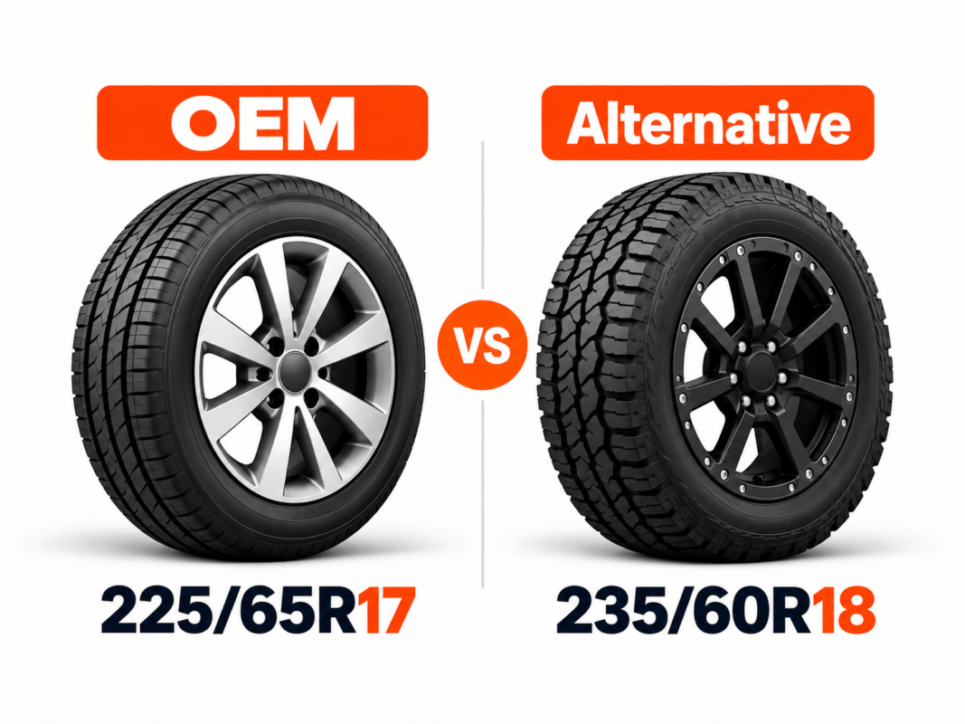 image explains OEM vs alternative tires
